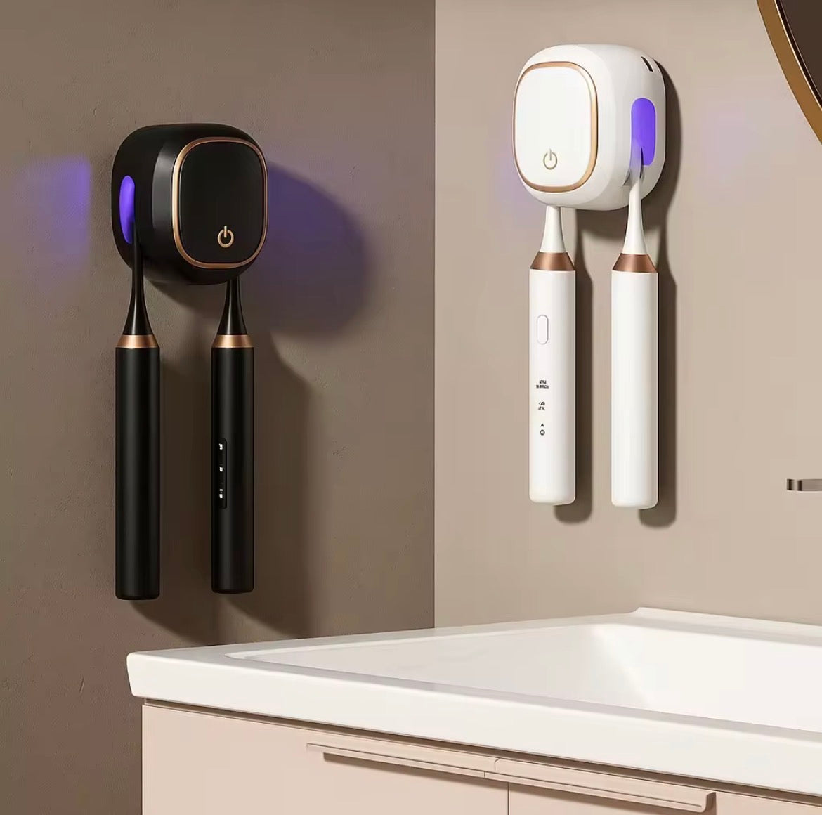 Support Intelligent UV pour Brosse de Précision – Porte-Brosse Murale Hygiène & Design